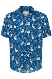 Shirts: Blend Blue Flamingo Shirt