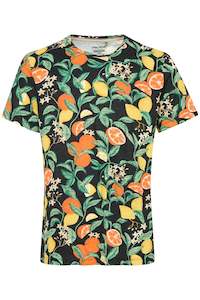 Blend Fruit Printed Black Tee