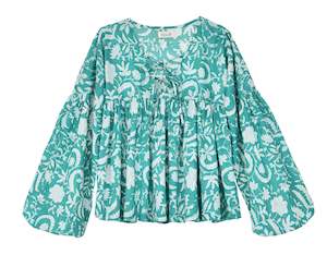 Molly Bracken Turquoise Balloon Sleeved Blouse