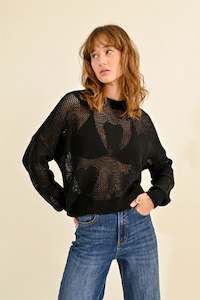 Molly Bracken 1: Molly Bracken Black Love Heart Print Sweater