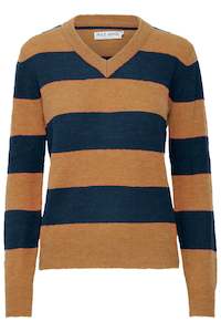 Pulz Astrid Striped V-Neck Pullover