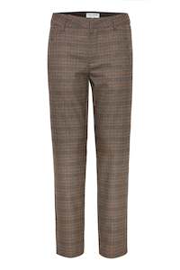 Pulz Jeans 1: PULZ High Waisted Bindy Pants - Brown Check