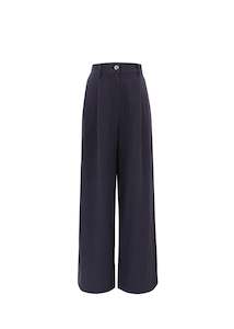 Frnch Paris: FRNCH Navy Linen Blend Philo Pants