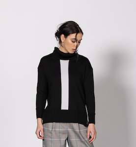 Dressed Stripe Merino Knit - Black/Cement