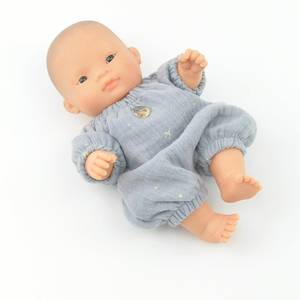 Toy: Blue Muslin Romper - 21cm