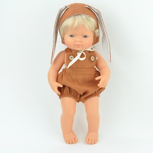 Linen Overalls & Bunny Bonnet - 38cm