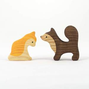 Wooden Dog & Cat Pair