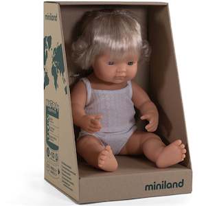 Miniland Doll Caucasian Blonde Girl 38cm