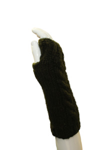 Variety: Olive Cable Wool Wrist Warmers