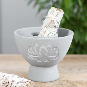 Lotus Grey Terracotta Smudge Bowl