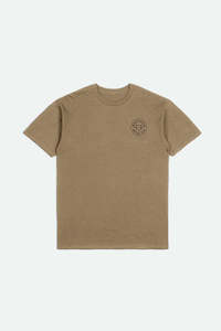 Clothing: BRIXTON // CREST II SS Tee TIGERS EYE/WASHED BLACK