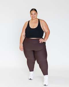 RIBBED STAPLE FULL LENGTH LEGGING ESPRESSO