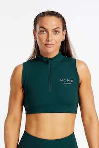 HYBRID ZIP UP TRAINING BRA PINE