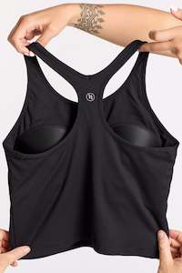 Racerback Crop Singlet W/ In-built Bra Onyx