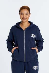 OVERSIZED WASHED ZIP UP HOODIE NAVY