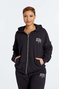 OVERSIZED WASHED ZIP UP HOODIE ONYX