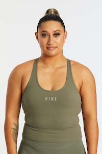 Clothing: PERFORMANCE RACERBACK CROP SINGLET SAGE