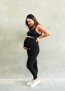 Clothing: RIBBED MATERNITY FULL LENGTH LEGGING ONYX