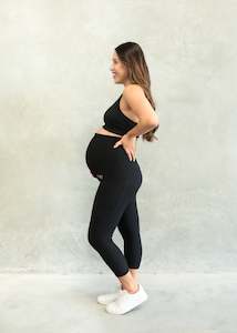 Clothing: RIBBED MATERNITY 7/8 LEGGING ONYX