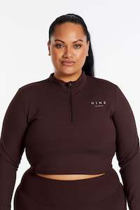 HYBRID CROP LONG SLEEVE ESPRESSO