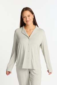 Hine Sleep Long Sleeve Top Grey Marle