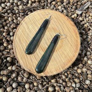 Pounamu - Roimata Earrings with binding (Large)