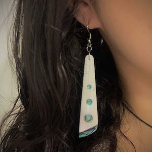 Bone Earrings with Paua Inlay