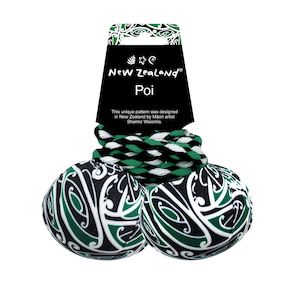 NZ Poi Māori Patterned Fabric Green