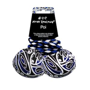 NZ Poi Māori Patterned Fabric Blue