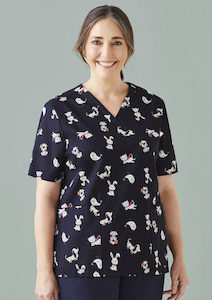 Womens Printed Best Friends Scrub Top (CST147LS)