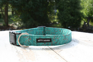 Sea green with pink flower bud detail hippy-hound