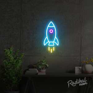 "Blast Off" Rocket Ship Neon Sign