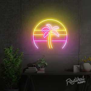 "Miami Nights" Palm Tree Neon Sign