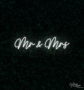 Neon sign: Hire | Mr & Mrs