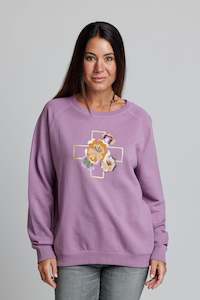 Clothing: Grape Retro Flowers Sweater