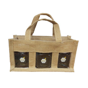 Jute Presentation bag 3X250 gram jars - Hive World