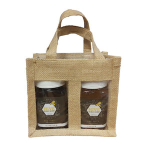 Jute Presentation bag - 2 x 500g Jars - Hive World