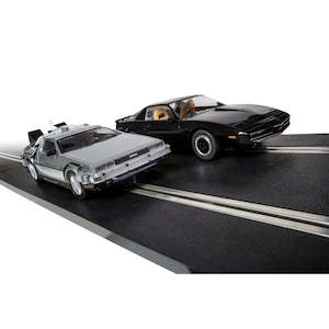 Hobby equipment and supply: Scalextric C1431 Set: Back to the Future vs Knight Rider - 1980s TV