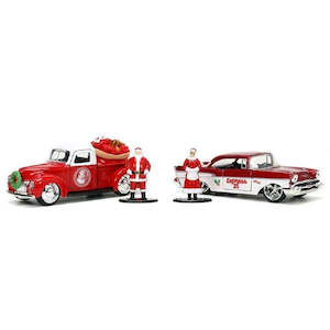 Jada 34441 1/32 1941 Ford Pickup and 1957 Chevrolet Bel Air w/Santa and Mrs. Cla…