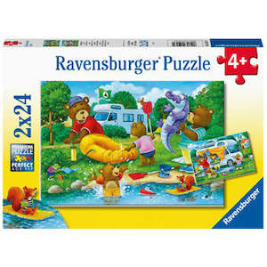 Kids Puzzles: Bear Family Camping Trip - 2x24 Pieces