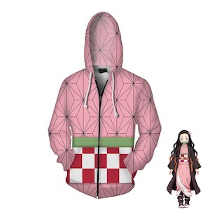 Demon Slayer Nezuko Kamado Kimono Cosplay Zip-Up Hoodie