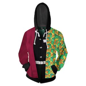 Demon Slayer Giyuu Tomioka Kimono Cosplay Zip-Up Hoodie