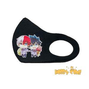 Todoroki and Deku Holding Bouquet Black Reusable Face Mask