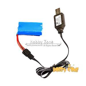 7.4 Volt Blue Lithium Battery + USB Charging Cord for Gel Ball Blaster