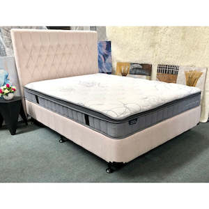 Furniture: Chicago Bed in Beige Fabric