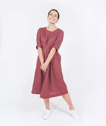 Pleated Linen Dress - Persian Pink