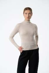 Clothing manufacturing - womens and girls: MERINO Turtleneck - Almond White