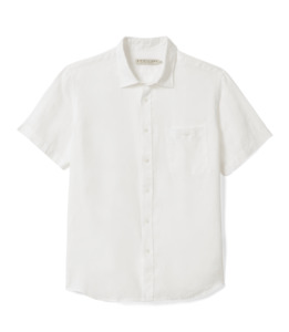 Regular linen short sleeve shirt - White