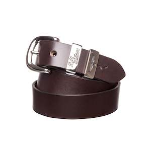 Clothing: 1 1/4 3 Piece Solid Hide Belt - Chestnut