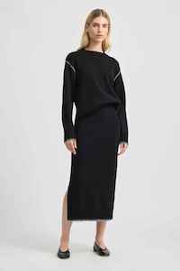 TOORALLIE Blanket Stitch Skirt Black